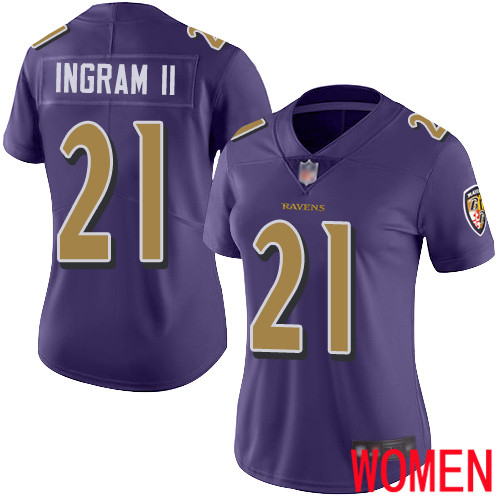 Baltimore Ravens Limited Purple Women Mark Ingram II Jersey NFL Football #21 Rush Vapor Untouchable->women nfl jersey->Women Jersey